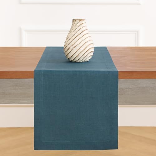 Solino Home 100% Pure Linen Table Runner Blue Extra Long, Fete 14 x 156 in - Image 4