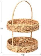 Household Essentials Water Hyacinth 2-Tier Tray, Natural - Image 2