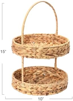 Household Essentials Water Hyacinth 2-Tier Tray, Natural - Image 2