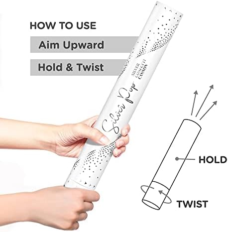 JAPJA Streamer Confetti Cannons (Silver Paper Confetti) 16in, 6-Pack - Image 3