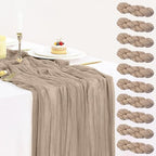 10 Packs Nude Cheesecloth Table Runner 35x120 inch, Boho 10ft Light Brown Cheese Cloth Table Runner Gauze Rustic Table Cloth for Bridal Shower Wedding Birthday Party Holiday Decor by BlueTopCoLtd