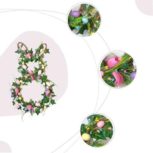 28 Inch Easter Bunny Wreath for Front Door, Tulip Easter Egg Wreath with Colorful Berries, Spring Floral Wreaths for Home Wall Window Farmhouse Decor - Image 3