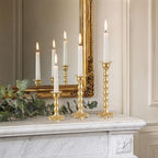 AIM & GGKK Gold Candlestick Holders Set of 3, Premium Metal Taper Candle Holders with Elegant Petal Base & Beaded Column Design, Matte Gold Finish for Table Centerpiece Wedding Party Home Decor - Image 6