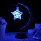 LED Decorative Lamp Star Moon Lamp Table Lamp 3D Magic Moonlight Wrought Iron Night Light Christmas Home Decoration Office Birthday Gift USB Power Supply (Pentagram Blue) by HFHungkeong
