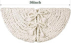 36 inch Christmas Tree Skirt: Chunky Knit Tree Skirt for 6ft Tree, Crochet Cream White Small Tree Skirt, Vintage Tree Skirts, Rustic Farmhouse Christmas Decorations - Image 2