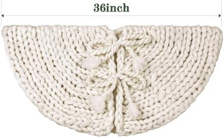 36 inch Christmas Tree Skirt: Chunky Knit Tree Skirt for 6ft Tree, Crochet Cream White Small Tree Skirt, Vintage Tree Skirts, Rustic Farmhouse Christmas Decorations - Image 2