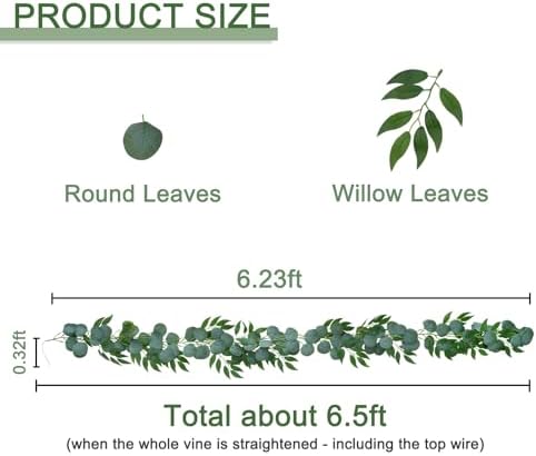 4 Pack Artificial Eucalyptus Garland with Willow Leaves Each 6.5 Feet Fake Greenery Garland Vine for Table Runner Centerpiece Stairs DIY Garlands Decor - Image 2