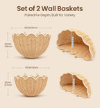 Scalloped Wall Basket 2 Pcs Hand Woven Wicker Hanging Basket Rattan Wall Decor for Nursery, Bathroom, Living Room - Image 2