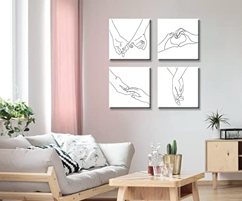 DJSYLIFE Minimalist Holding Hands Line Art Canvas Wall Art 12x12 Inch - Image 2