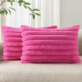 Pallene Faux Fur Decorative Throw Pillow Covers 12x20 Set of 2, Hot Pink by PALLENE