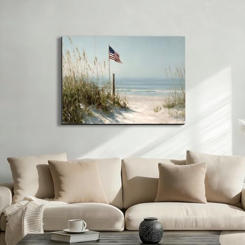 Ship Next Day – Patriotic Canvas Wall Art, American Flag Pictures, Framed Canvas Prints, Americana Wall Decor, Coastal Beach Canvas Prints, Living Room Artwork, Rustic Farmhouse Decor - Image 2