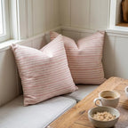 Decorative Pillow Cover French Country Pillow Cover Cottage Decor Floral Block Print, Farmhouse Decorative Cushion Cover, Spring Pillow Cover Line and Loop (Blush Peach) - Image 4