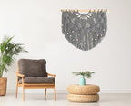 Youngeast Large Macrame Wall Hanging Boho Beaded Curtain for Window Macrame Bedroom Headboard Living Room Wall Art Tassel Tapestry Bohemian Woven Wall Decor 31" W X 25" H (Grey) - Image 3