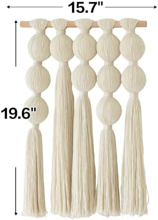 Macrame Wall Hanging Geometric Yarn Spheres Cotton Tassel Art 15.7"W*19.6"L - Image 5