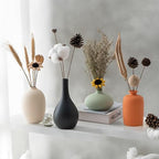 Vase Set of 4 with Dried Flower for Shelf Home Decor Matte Ceramic - Image 4