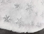 CHICHIC 72 Inch Faux Fur Christmas Tree Skirt with Sequin Silver Snowflakes - Image 3