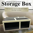 Perilla Home Decorative Wooden Storage Box Black and Off-White (8" l X 5" b X 3" h) Small Keepsake Jewelry Box, Gift Box for Decor Memory Boxs, Modern Art Fabric Storage Bin, Birthday Gift (Magnus) - Image 2