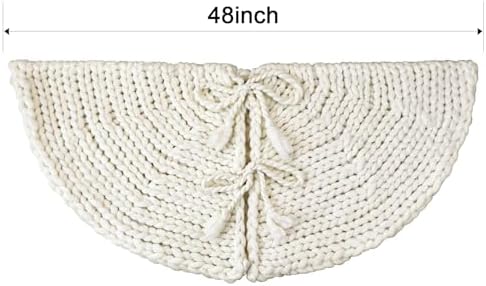 48 inch Christmas Tree Skirt: Chunky Knit Tree Skirt for 7.5ft Tree, Crochet Cream White Tree Skirt, Vintage Tree Skirts, Rustic Farmhouse Christmas Decorations - Image 4