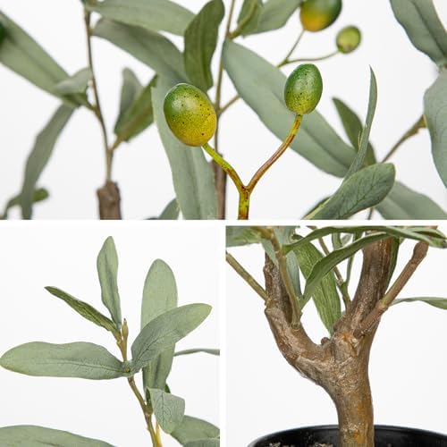 Briful Small Faux Olive Tree with Black Pot for Tabletop - Image 3