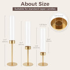 Hurricane Glass Candle Holders Set of 9 Gold Metal Taper Candlesticks - Image 3