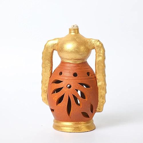 Desifavors 6in Terracotta Decorative Hanging Candle Lanterns for Diwali, Christmas & Parties | Handcrafted Indian Lantern - 4.3x4.2x7.5 Inch (Pack of 1) - Image 3