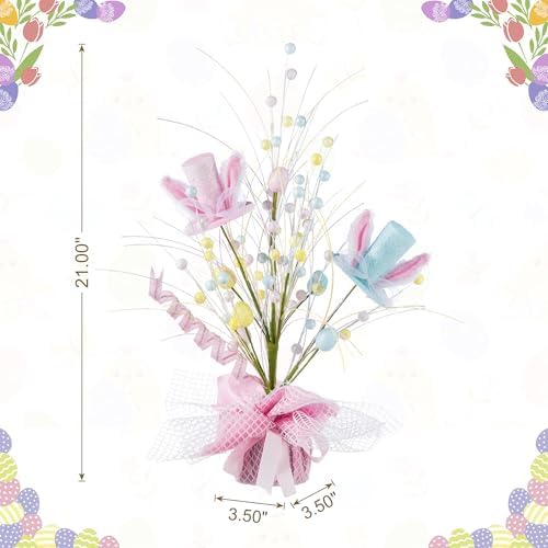 Glitzhome 21" H Easter Glitter Table Tree Decor Easter Gifts Artificial Egg and Hat Tree Table Centerpiece Decoration for Party Festival Home Decor - Image 2