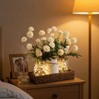 Suncalla 3pcs White Fake Kiku Flowers Pompon Mum Mason Jar Centerpiece - Image 6