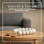 Sagebrook Home Wooden Beads Garland - Handcrafted Mango Wood & Jute Tassel - Casual Home Decor for Living Room, Bedroom, Office - 2" Whitewash - Image 4
