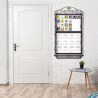 Zonon Wrought Iron Wall Display Organizer Metal Calendar Holder with Basket 18 x 32 Inches Multi Purpose Wall Mounted Holder Vertical Poster Hanger for Canvas Artwork Diamond Painting Display(Flower) - Image 7