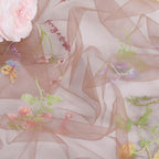 QueenDream 10FT Flower Table Runner Taupe Embroidery Wildflower Table Runners Seasonal Table Decorations Tulle Fabric for Home Bridal Shower Wedding Parties Indoor Decor - Image 7