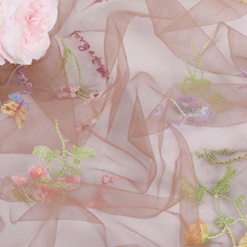 QueenDream 10FT Flower Table Runner Taupe Embroidery Wildflower Table Runners Seasonal Table Decorations Tulle Fabric for Home Bridal Shower Wedding Parties Indoor Decor - Image 7