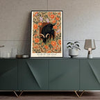 Chinese Lunar Year of the Goat Black Goat Wall Art with Orange Floral and Iris Pattern - Home Decor Posters for Room Aesthetic Family Wall Decor Prints Canvas Wall Art 8X12 in Wrapped Framed - Image 4