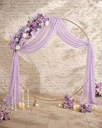 36inch Aisle Flower Garland with Chiffon Sheer Drape, Artificial Flowers Purple & White Rose with Hydrangea, Floral Runner for Wedding Arch, Backdrop, Reception Table Decor, Ceremony Pathway - Image 4