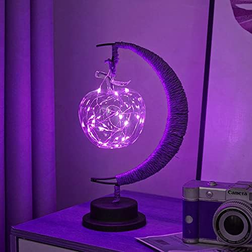 LED Decorative lamp Table lamp 3D Magic Moonlight Wrought Iron Night Light Christmas Home Decoration Birthday Gift USB Power Supply 5.5 * 5.1 * 11 inches （A Purple） by HFHungkeong