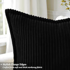 decorUhome Fall Corduroy Black Throw Pillow Covers 24x24 Set of 2 - Image 2