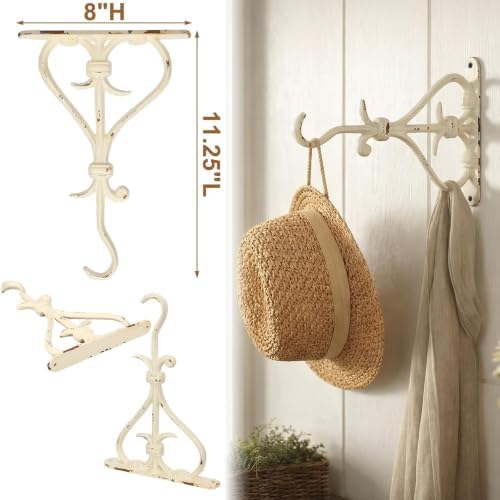 4 Pack Plant Hanger White Outdoor L Cast Iron Decorative Bracket - Image 3