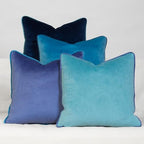 Teal Blue Coastal Decorative Throw Pillow Covers, Set of 4, 18x18 Inch Beach Cool Tone Velvet Accent Pillow Covers by Unknown