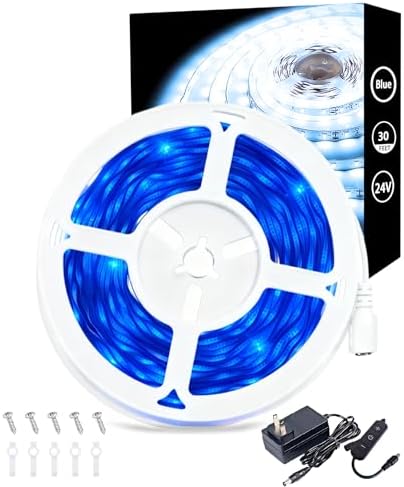 Blue 30ft Led Lights Strip Indoor Rope Lights Easy DIY Cuttable Strip Lights for Fish Tank Bar Room Bathroom Living Room Kitchen Ceiling Wall Vanity Mirror Decor by Aalnfe