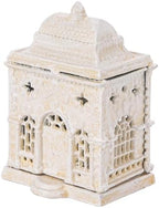 Sungmor Cast Iron Tealight Candle Holder - Rustic White Miniature Castle by Sungmor