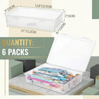 Qunclay Plastic Storage Box with Lid, 6 Pcs, 13'' x 9'' x 2'' - Image 2