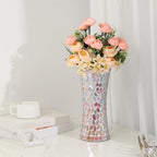 Mosaic Glass Vase, 12 Inch Beautiful Pink and Gold Mosaic Vase - Image 6