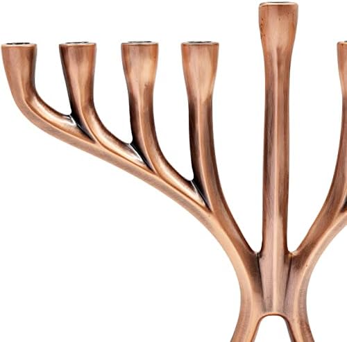 Contemporary Hanukkah Menorah, Polished, Non-tarnishing, Holds Most Hanukkah Candles (Copper) - Image 4