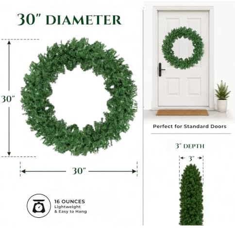 Perfect Holiday Canadian Pine Artificial Christmas Wreath-Unlit, 30" - Image 4