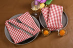 Native Fab Red Gingham Mini Check Cloth Dinner Napkins - 16x16 inches, Set of 12, Soft, Absorbent, Cotton Napkins - Reusable Fabric Napkins for Everyday Use, Lunch, Wedding, Gift, Christmas - Red - Image 2