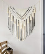 Jakalin Macrame Wall Hanging Grey Panels Boho Wall Art 31" Wx39 L - Image 4