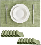 Leetaltree Bean Green Woven Placemats Set of 12 - Heat Resistant Non-Slip Place Mats for Dining Table, Washable Durable PVC Table Mats(Bean Green, 12) by Leetaltree-ArtatEveryTable