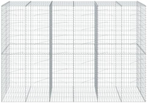 vidaXL Gabion Basket with Cover 118.1"x39.4"x78.7" Galvanized Iron - Image 5