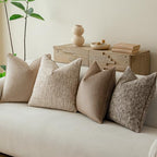 a moment Neutral Khaki Brown 4 Pack Throw Pillow Covers - Chenille & Velvet Set with Piping, Farmhouse Textured Design Pillow Cases for Couch Sofa Bed Livingroom (16x16 Inch, No Insert) - Image 2