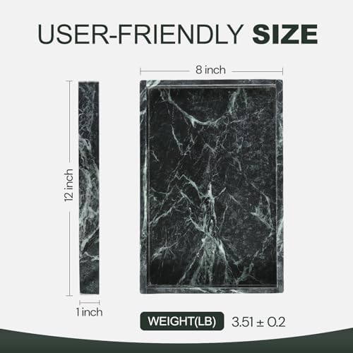 Koville Natural Marble Tray, Coffee Table Vanity/Decorative Tray for Jewerly, Watch, Perfume Candle Storage for Bedroom/Bathroom/Kitchen Countertop - Image 2