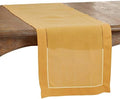 SARO LIFESTYLE Classic Hemstitch Table Runner - Elegant Everyday Table Runner with Textured Fabric and Hemstitched Border for Dining Tables and Formal Entertaining, 16"x72", Mustard by SaroLifestyle